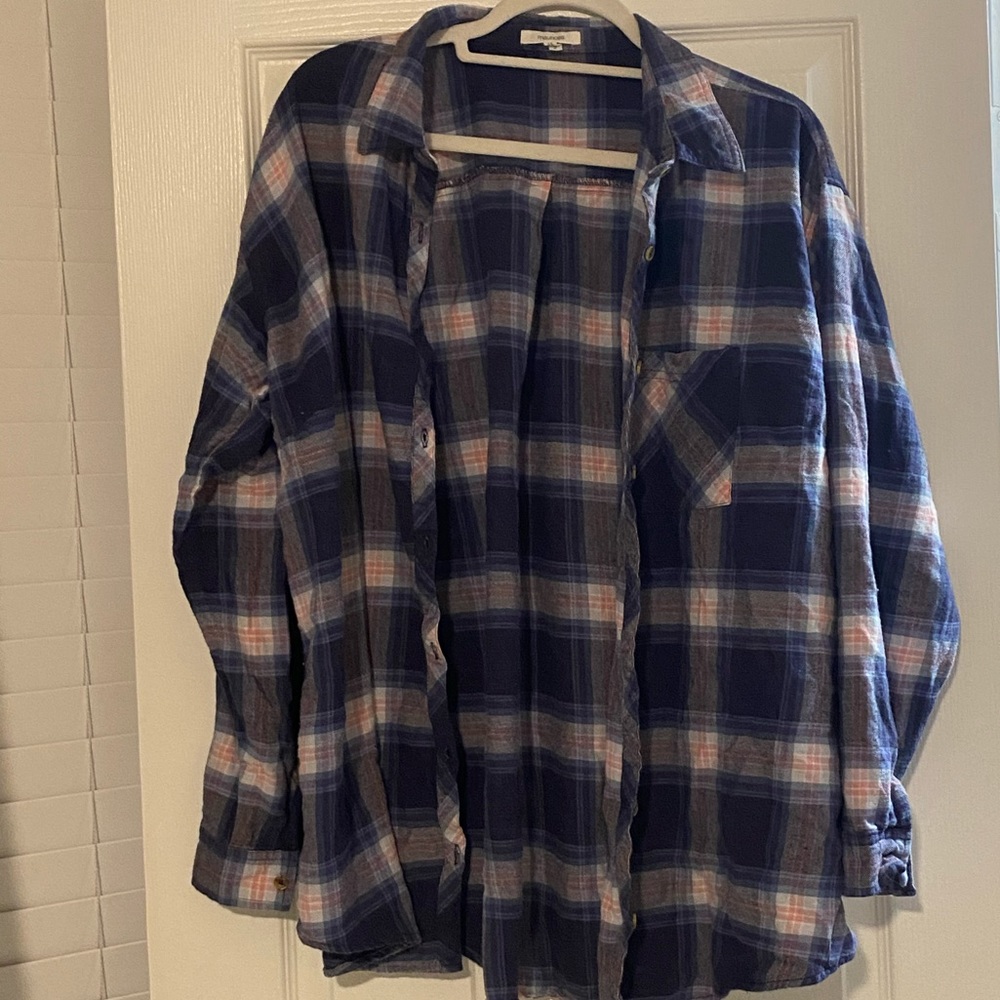 Maurices Blue and Pink Flannel